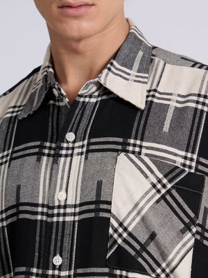 Talbot - Drop Shoulder Checks Shirt - Black - Espanshe