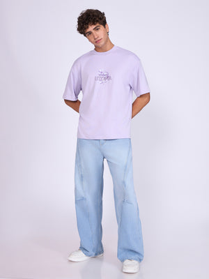Printed Loose Fit T-Shirt- lavender