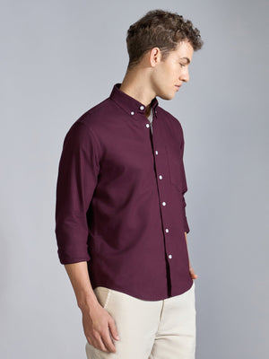Flux - Relaxed Fit Oxford Shirt - Wine - Espanshe