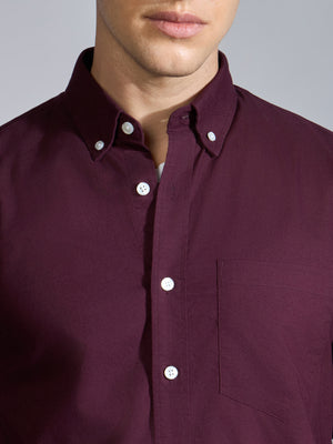 Flux - Relaxed Fit Oxford Shirt - Wine - Espanshe