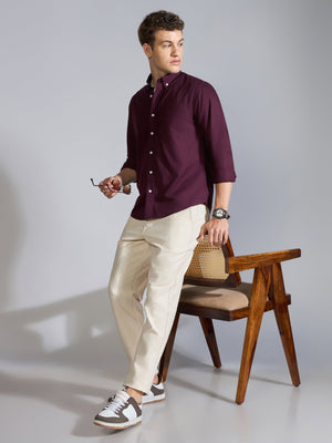 Flux - Relaxed Fit Oxford Shirt - Wine - Espanshe