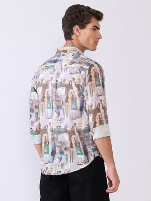 Mitaka - Relaxed Printed Shirt - Pale Lilac - Espanshe