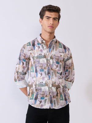 Mitaka - Relaxed Printed Shirt - Pale Lilac - Espanshe