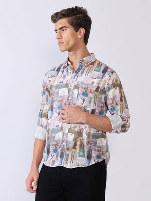 Mitaka - Relaxed Printed Shirt - Pale Lilac - Espanshe