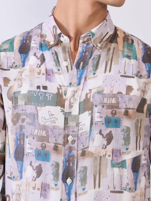 Mitaka - Relaxed Printed Shirt - Pale Lilac - Espanshe