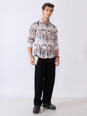 Mitaka - Relaxed Printed Shirt - Pale Lilac - Espanshe