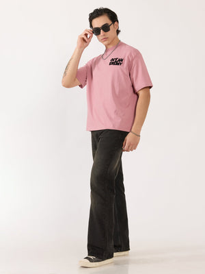 Sheldon - Ocean Energy Graphic Pastel Pink Loose Fit T-Shirt - Espanshe
