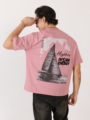 Men's Graphic Pastel pink Loose Fit T-Shirt