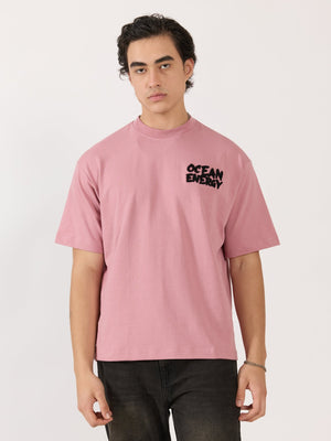 Sheldon - Ocean Energy Graphic Pastel Pink Loose Fit T-Shirt - Espanshe