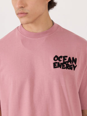 Sheldon - Ocean Energy Graphic Pastel Pink Loose Fit T-Shirt - Espanshe