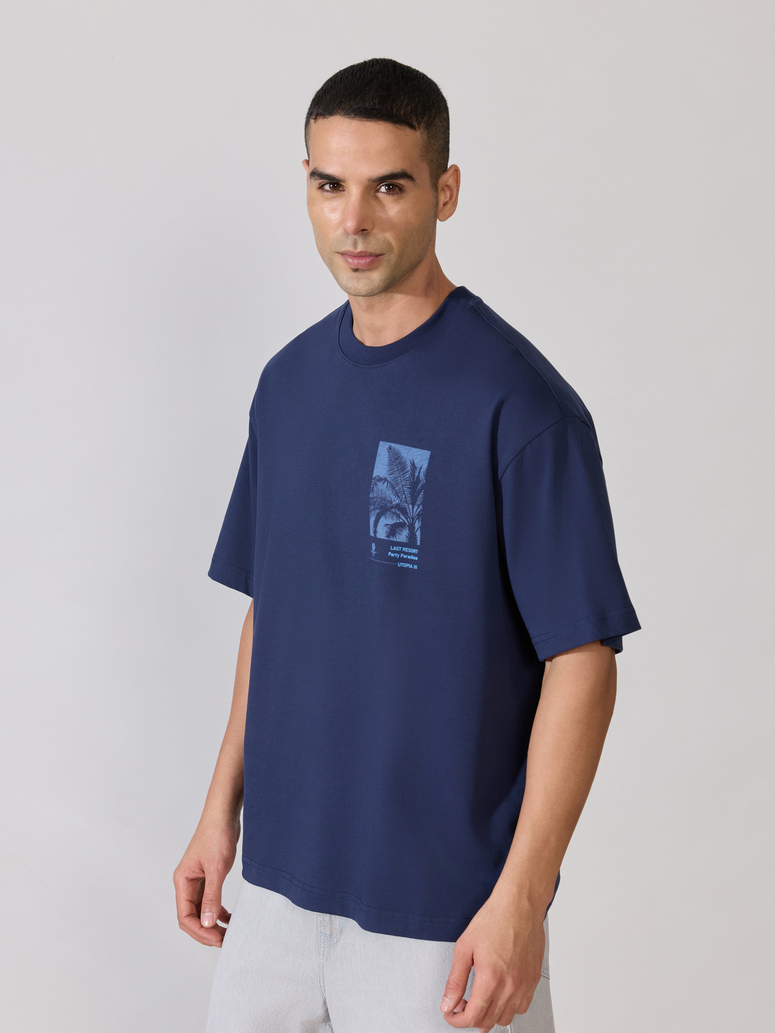 Loveex - Last Resort Party Paradise Printed Navy Blue T-Shirt