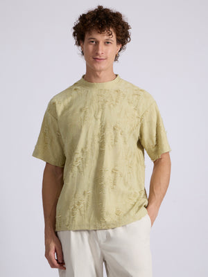 men's Distressed T Shirt in pista