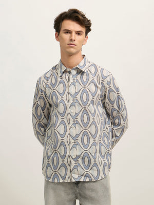 Westley - Regular Floral Printed Shirt - Baby Blue - Espanshe