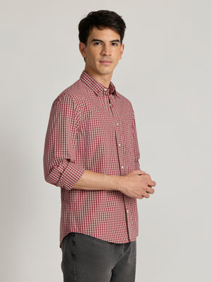 Men's Relaxed Fit Checks Shirt - red