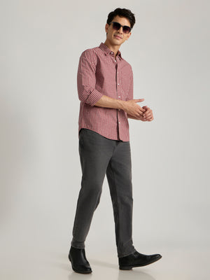 Men's Relaxed Fit Checks Shirt - red