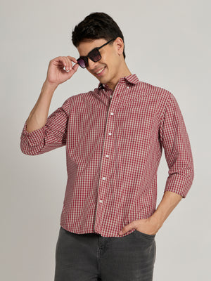 Men's Relaxed Fit Checks Shirt - red