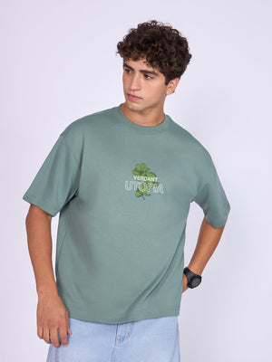 Trace - Verdant Utopia Printed Loose Fit T-Shirt - Green - Espanshe
