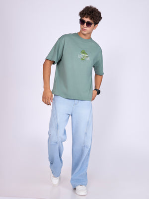Printed Loose Fit T-Shirt- green
