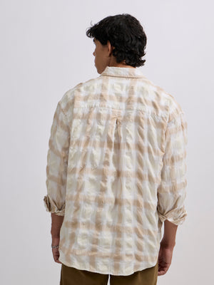 Men's Pulse Tee - Checks Shirt in light beige color