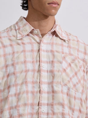 Men's Pulse Tee - Checks Shirt in pink color