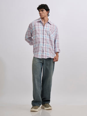 Men's Pulse Tee - Checks Shirt in Pastel Lavender color