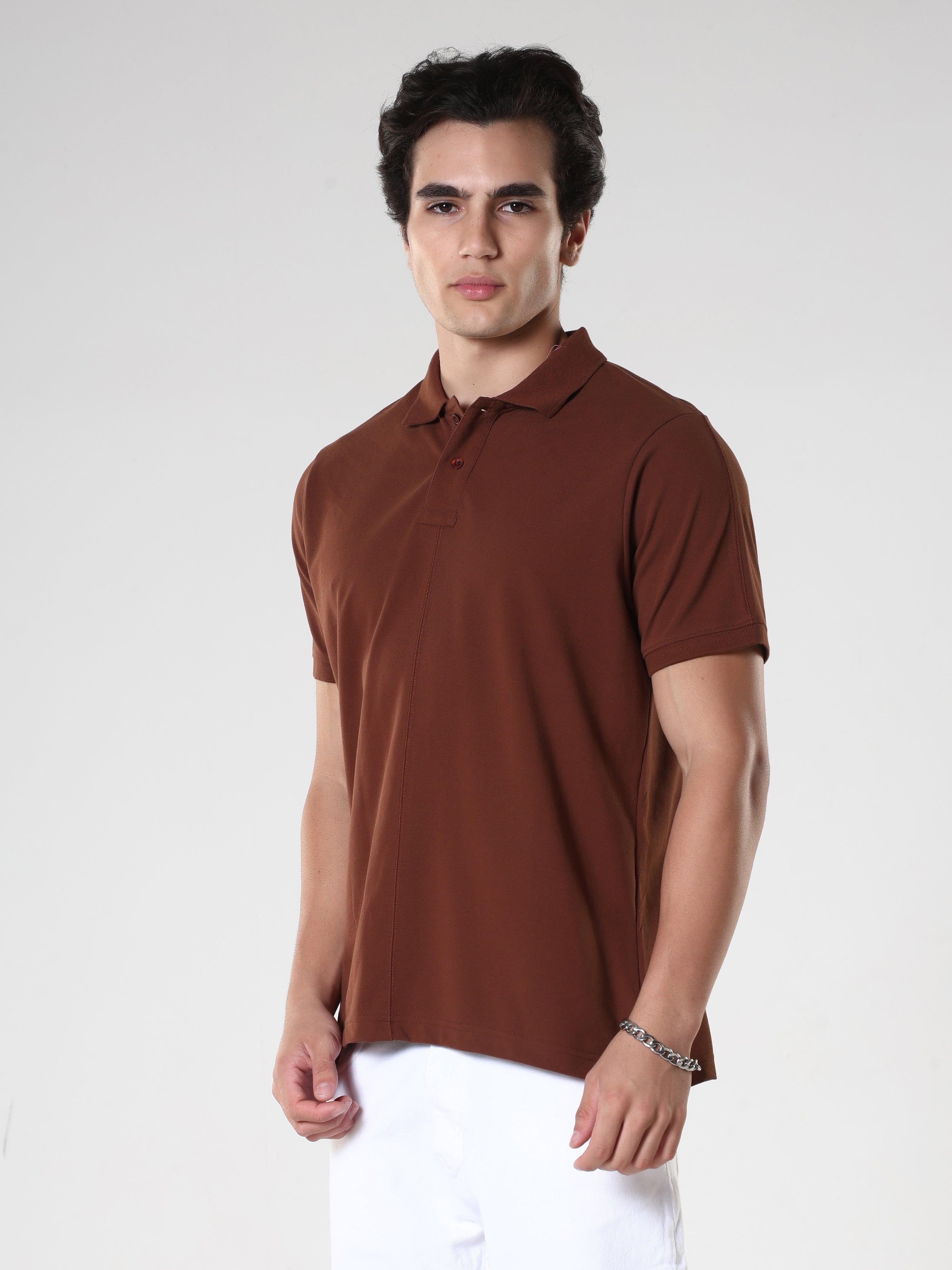 Odessa - Plain Polo T-Shirt- Coffee – Espanshe