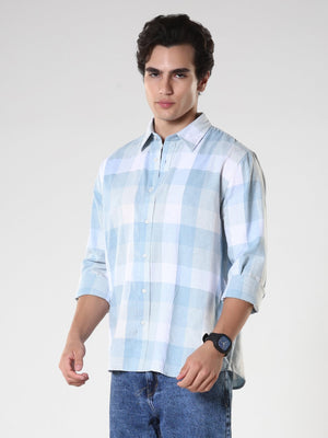 Amabel - Checkered Regular fit Shirt - Sky blue - Espanshe