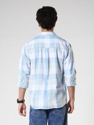 Amabel - Checkered Regular fit Shirt - Sky blue - Espanshe