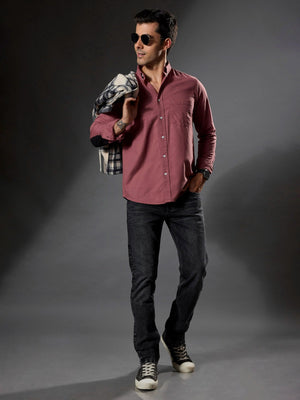 Classy - Turkish Fit Shirt With Elbow Patch - Brick Red - Espanshe