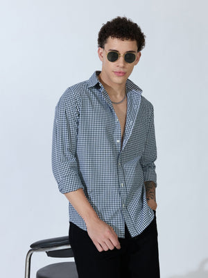 Sara - 100% Cotton Gingham Shirt - Dark Green - Espanshe