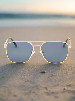 Men's Rectangle Sunglass - metalic Gold