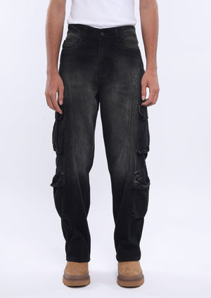 Xylare - Relaxed Cargo Jeans - Black Shade - Espanshe