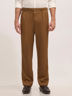 Maximilian -men's Beltless Formal Pant in Coffee