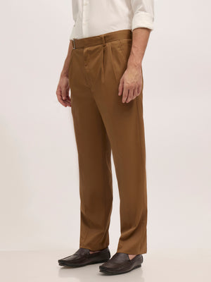 Maximilian -men's Beltless Formal Pant in Coffee