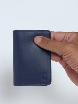 Arctic-8 - Vertical Leather Soft Wallet - Navy Blue - Espanshe