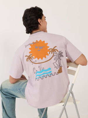 Sheldon - Summer Vibes Graphic Lavender Loose Fit T-Shirt - Espanshe