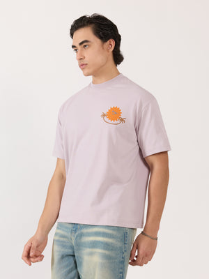 Men's Printed Loose Fit T-Shirt in lavender