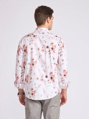 Ulfred - Satin Floral Printed Shirt - Soft Brown - Espanshe
