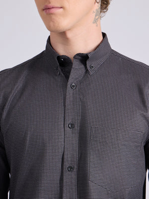 men's Micro Houndstooth Shirt - Dark Heather Gray