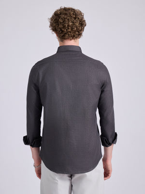 men's Micro Houndstooth Shirt - Dark Heather Gray