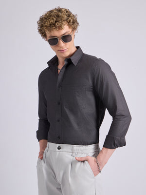 men's Micro Houndstooth Shirt - Dark Heather Gray