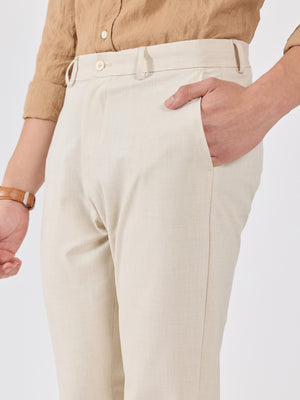 Men's Slim Fit Formal Pant - cream
