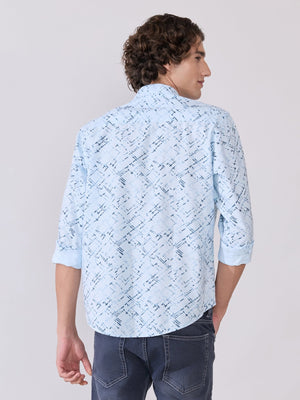 Nefilo - Oxford Printed Shirt - Blue - Espanshe