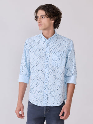 Nefilo - Oxford Printed Shirt - Blue - Espanshe