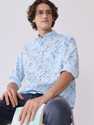 Nefilo - Oxford Printed Shirt - Blue - Espanshe