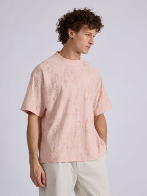 Wexley - Distressed T Shirt - Pink - Espanshe