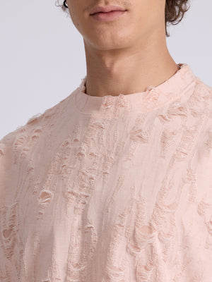Wexley - Distressed T Shirt - Pink - Espanshe