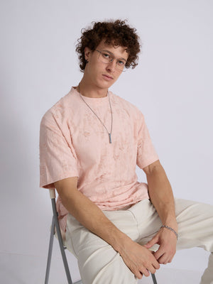 Wexley - Distressed T Shirt - Pink - Espanshe