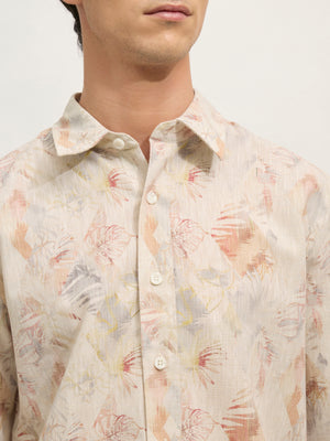 Men's Regular Floral Printed Shirt - Orange