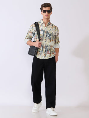 Mitaka - Relaxed Printed Shirt - Cream - Espanshe